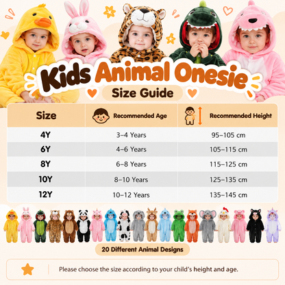 Unisex Animal-Print Fleece Onesie 4-12 Years
