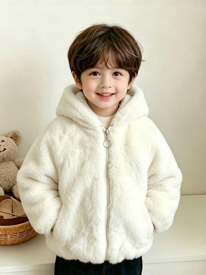 Plush Rabbit Hoodie with Zipper for Kids