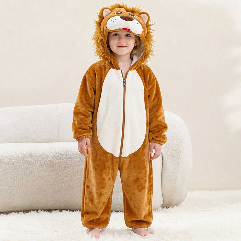 Unisex Animal-Print Fleece Onesie 4-12 Years