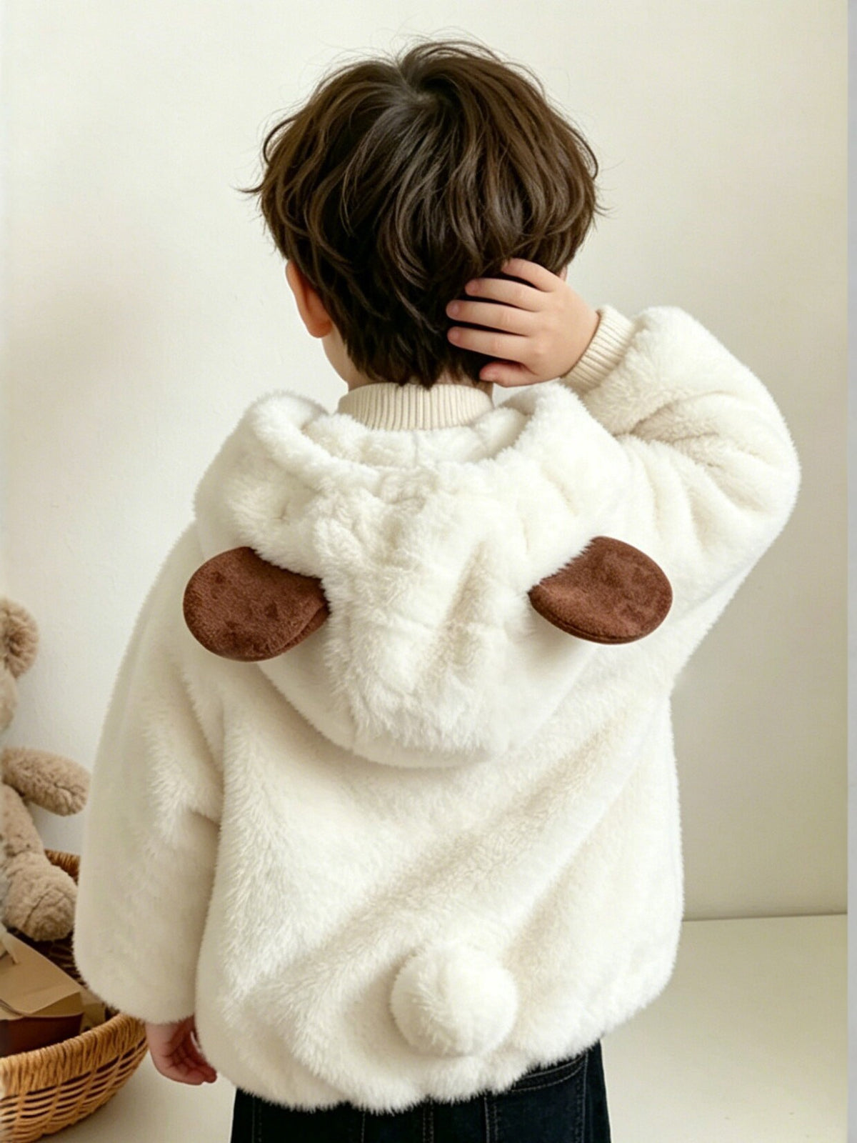 Plush Rabbit Hoodie with Zipper for Kids