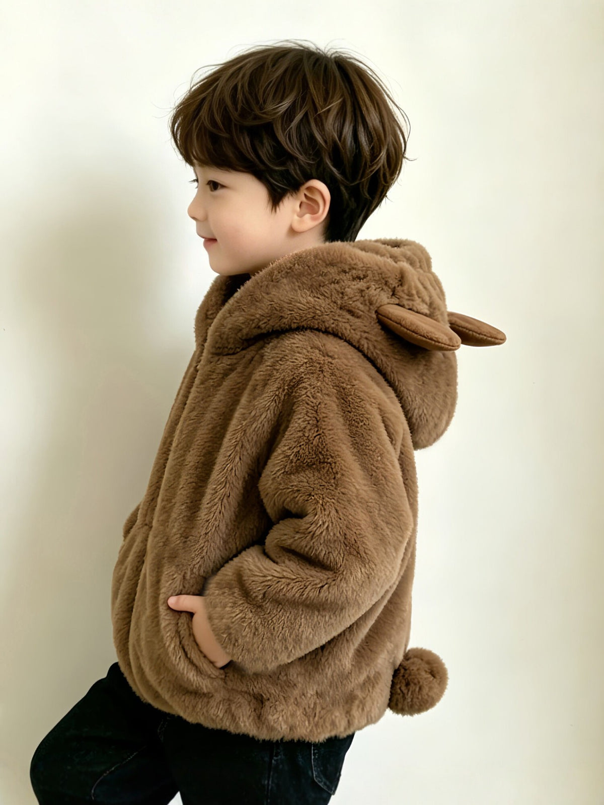 Plush Rabbit Hoodie with Zipper for Kids