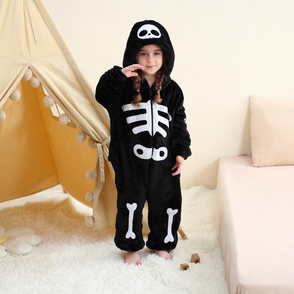 Unisex Animal-Print Fleece Onesie 4-12 Years