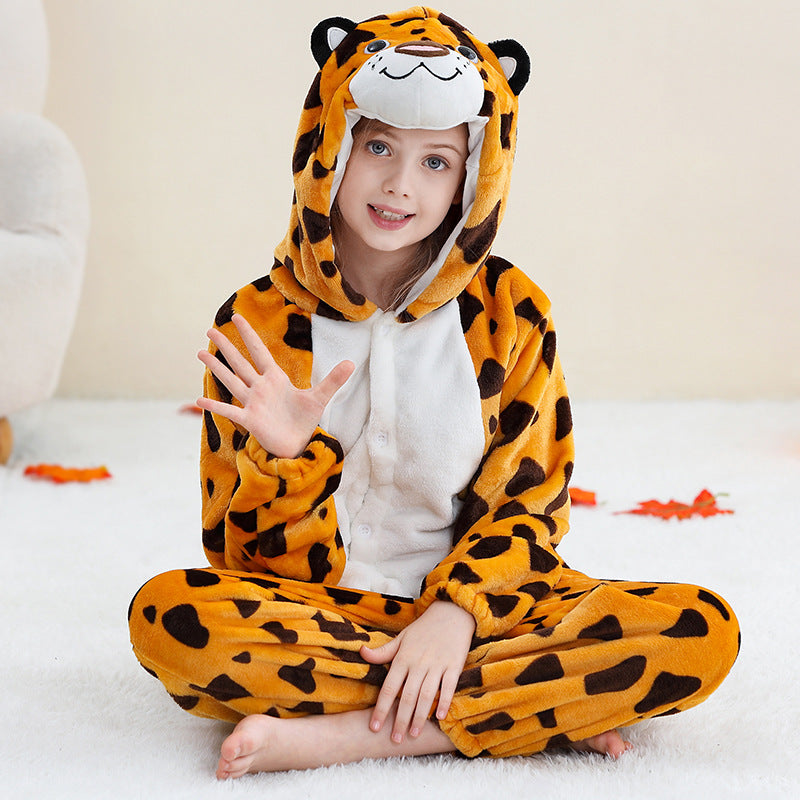 Unisex Animal-Print Fleece Onesie 4-12 Years