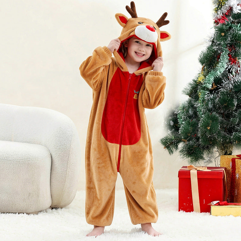 Unisex Animal-Print Fleece Onesie 4-12 Years