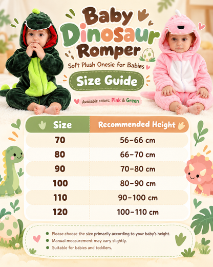 Unisex Baby Dinosaur Fleece Romper 1-3 Years
