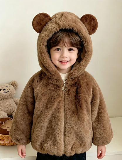 Plush Rabbit Hoodie with Zipper for Kids